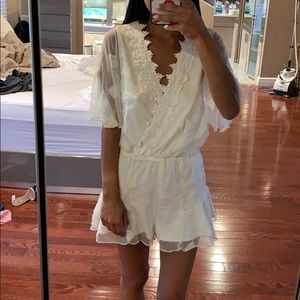 Line & Dot white Grecian romper